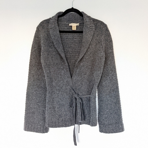 Anthropologie Sweaters - Sleeping on Snow Anthropologie Lambswool Wrap Belted Cardigan Sweater Gray Med